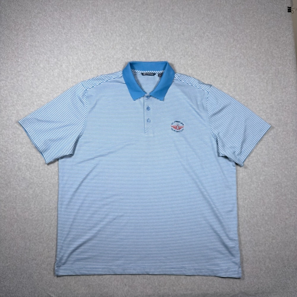 Cutter & Buck Mens XXL Blue Striped 76 US Womens Open Olympic Club Golf Polo